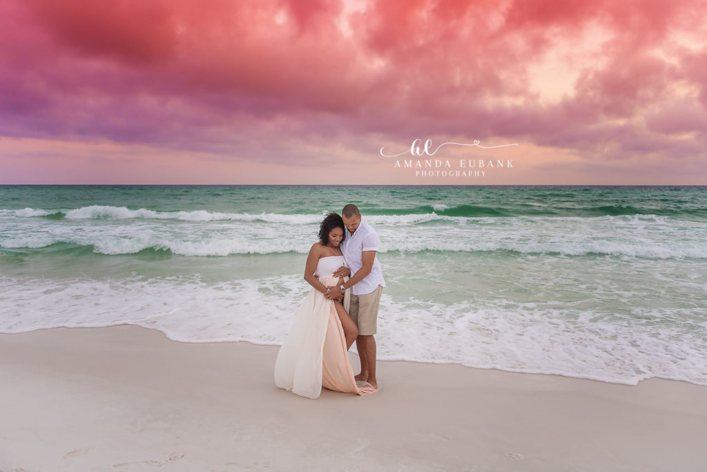 Closing twilight portrait of Brandon and Brittny on the 30A shoreline