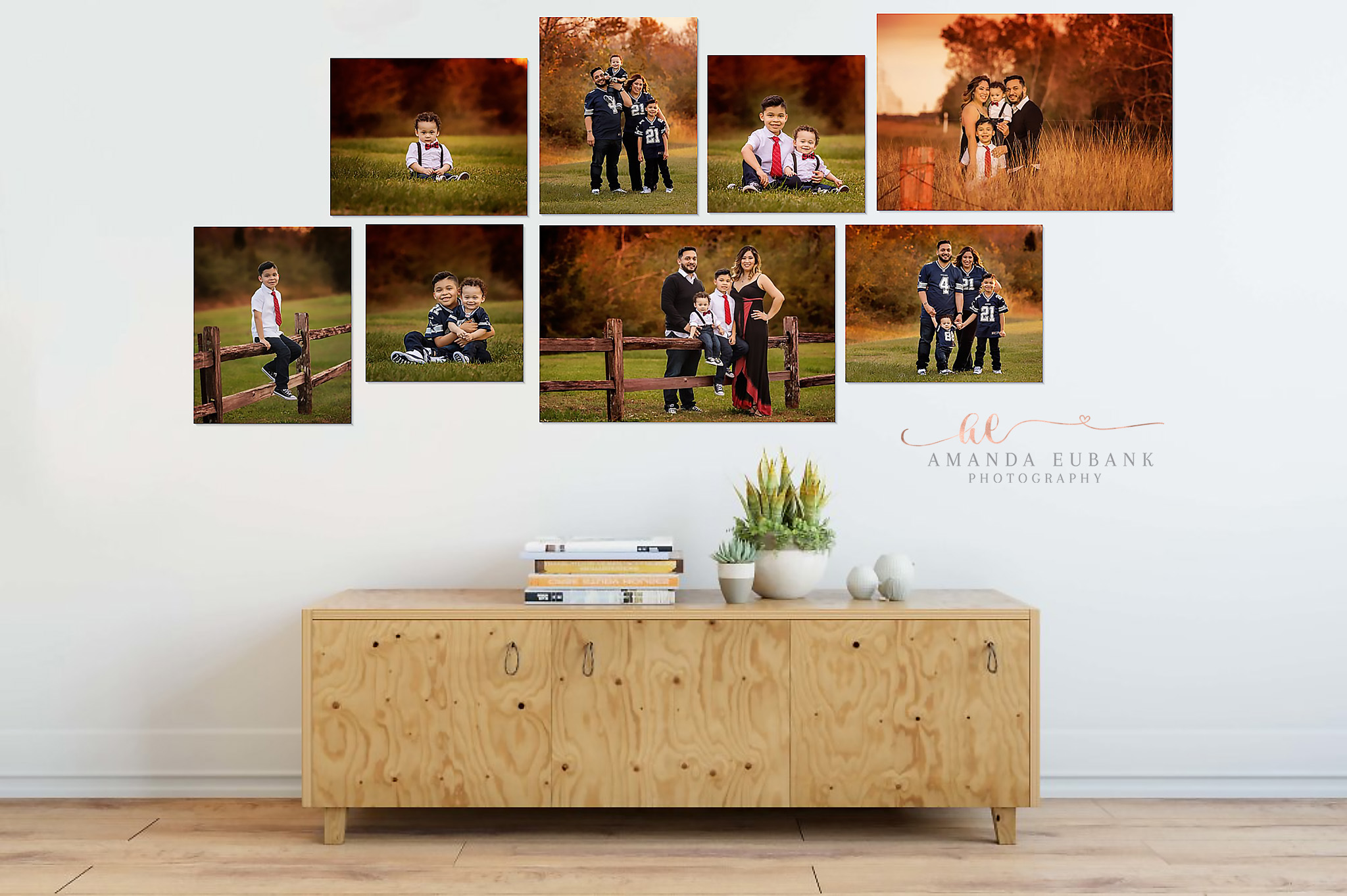 Inlet Beach Florida Photographers 001 Inlet Beach Florida Photographers large gallery wall display of family portraits above wooden console