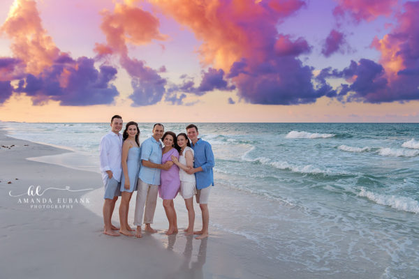 Seaside Sunrise Beach Photographer Senior Session Extended Sauls family sunrise session on the Seaside shoreline along Florida's 30A