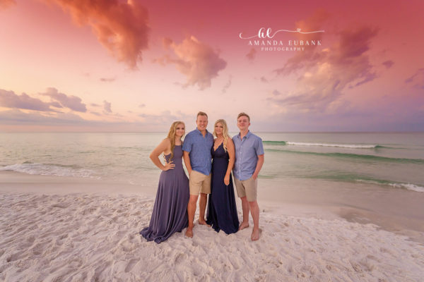 Sandestin Beach Romance Sandestin sunrise photographer captures the F family on the shoreline at dawn