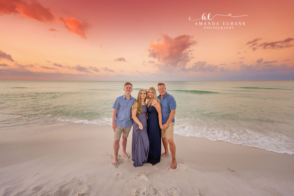 Sandestin Golf and Beach Resort family portrait of the F family at sunrise
