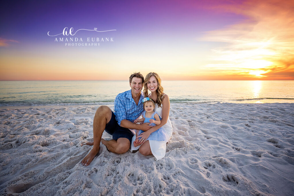 30A family photography Dune Allen Beach: Mom S in a flowing white maxi dress at sunset.