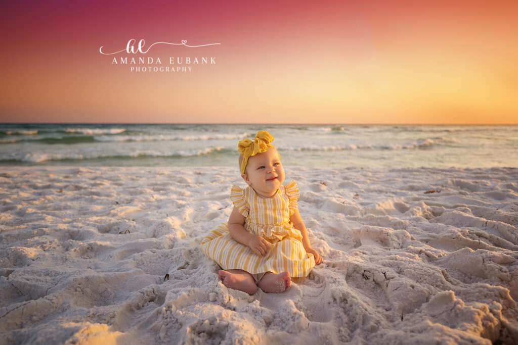 Seaside Florida Sunset Family and Child Portrait — framed by the painted-sky shore