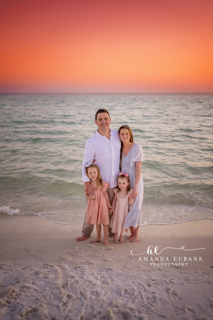 30A photographer Amanda Eubank captures family on 30A beach at sunset on Florida's Emerald Coast