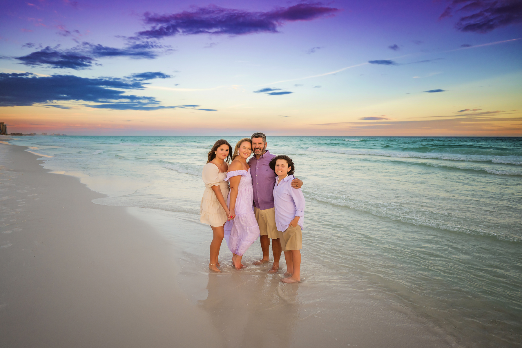 Gonzales Family Destin Beach Sunset Portraits — gathered for portrait at sunset vol1