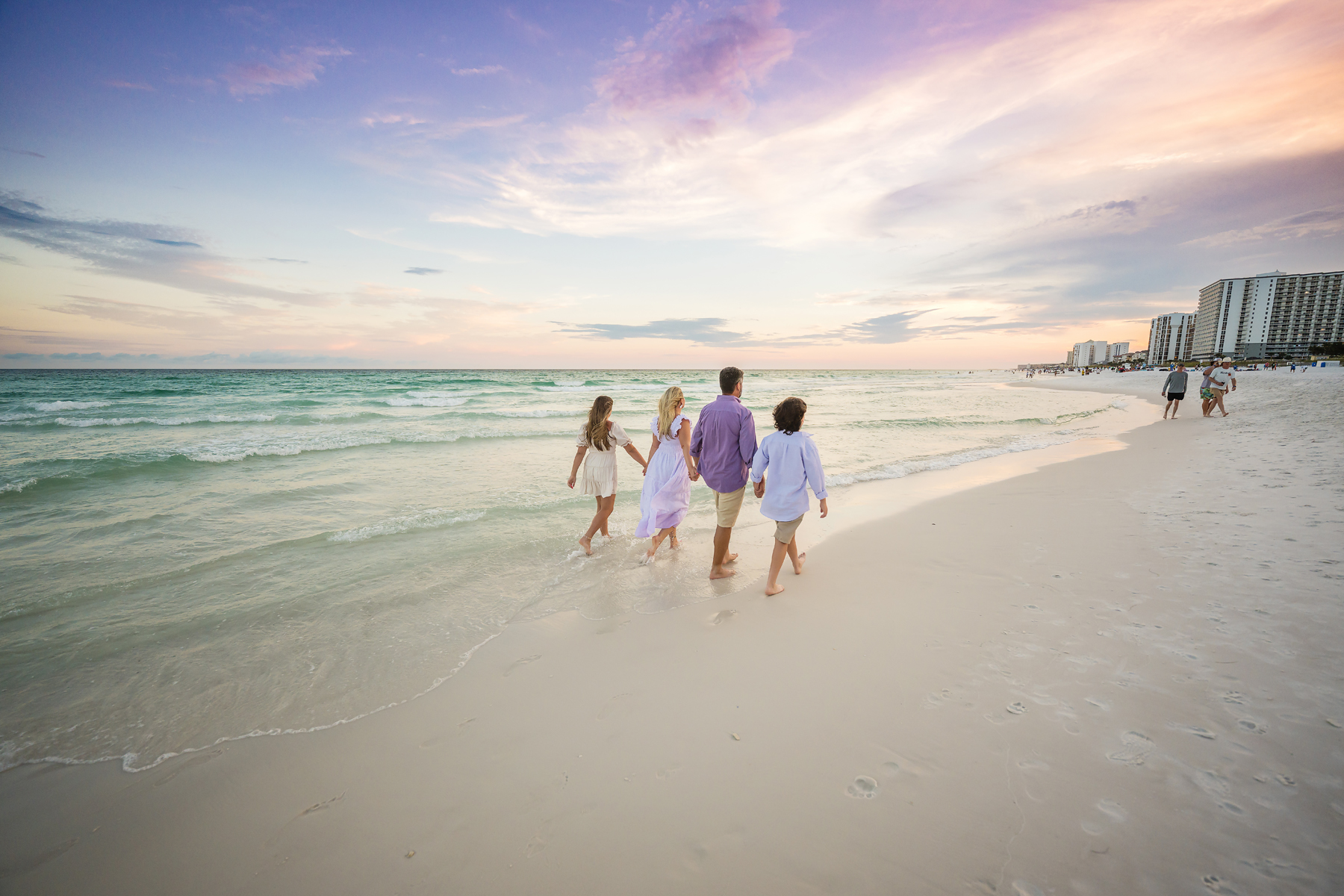Gonzales Family Destin Beach Sunset Portraits — kids racing ahead at sunset vol1