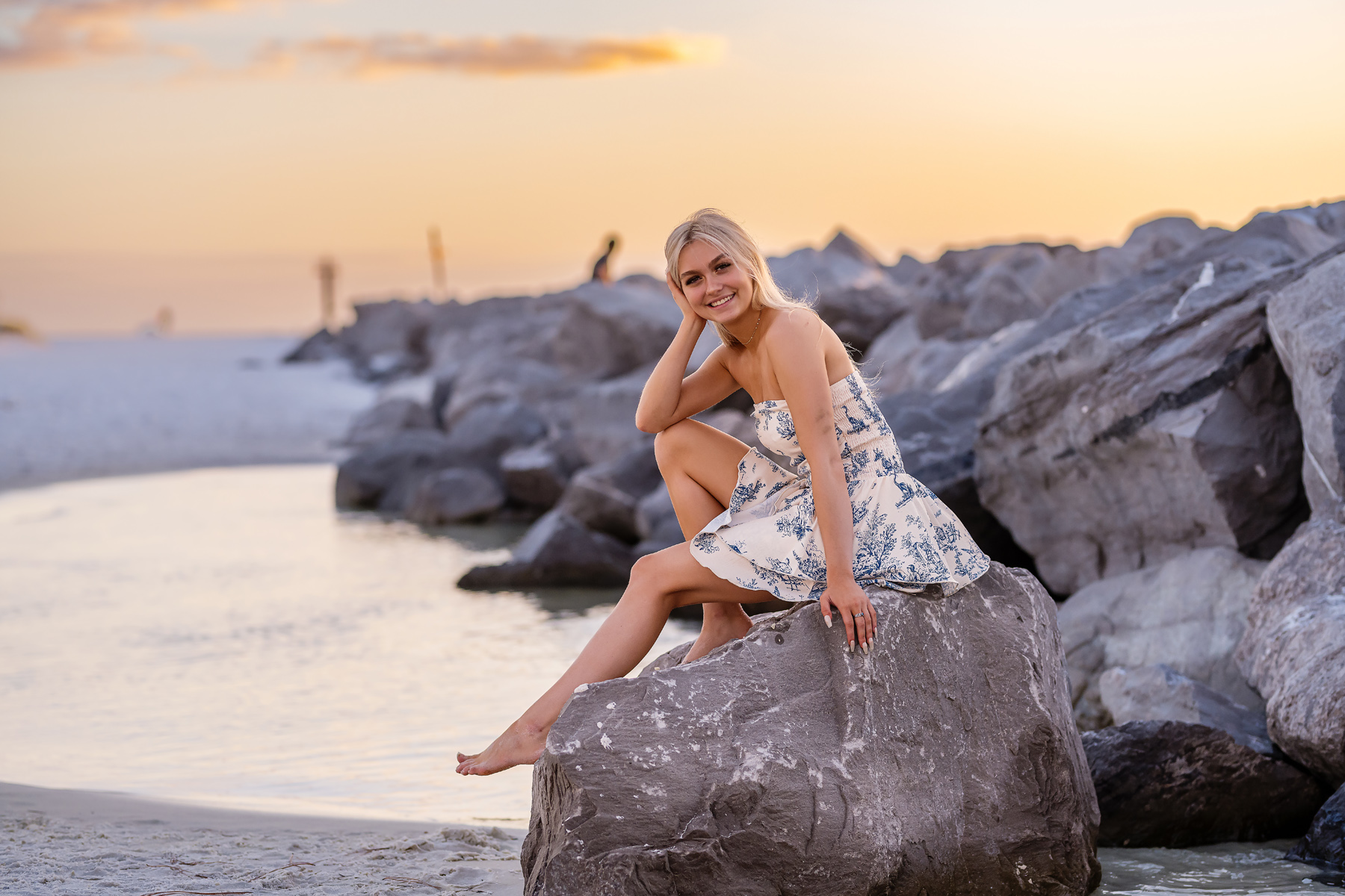 Senior Beach Portrait Pink Tulle Dress Before Edit — tulle skirt skimming foam raw before edit vol1