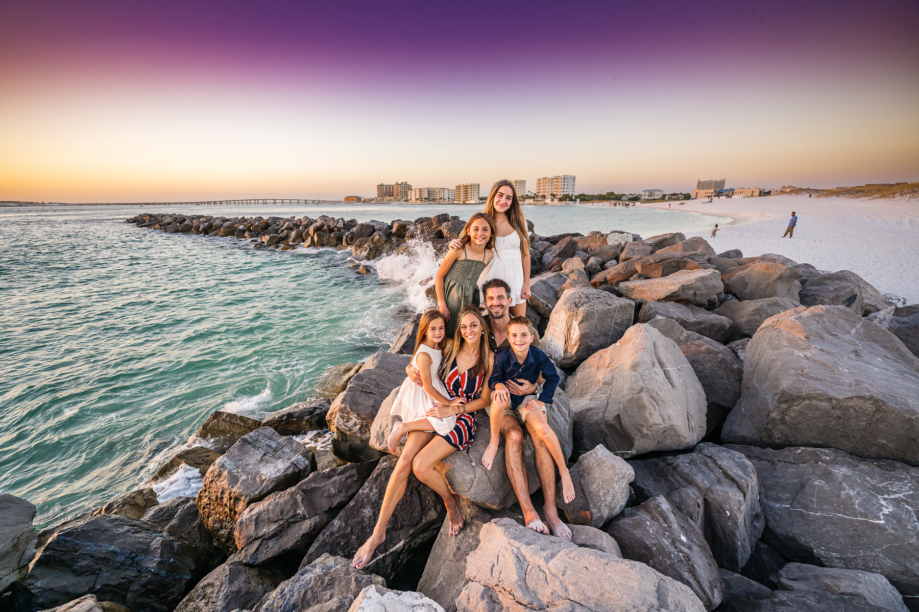 Susan Family Destin Jetties Sunset Portraits — sunset over the pass at golden hour vol1