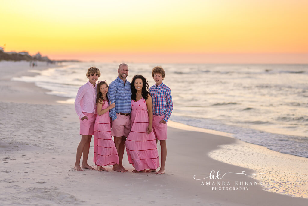 30A Senior Beach Portrait Plaid Shirt Sunset — smile to camera along Scenic Highway 30A vol1