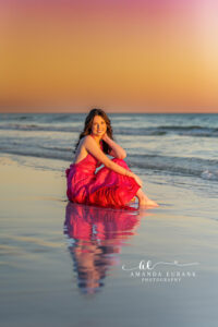 Signature sunset senior portrait by Seaside senior photographer Amanda Eubank