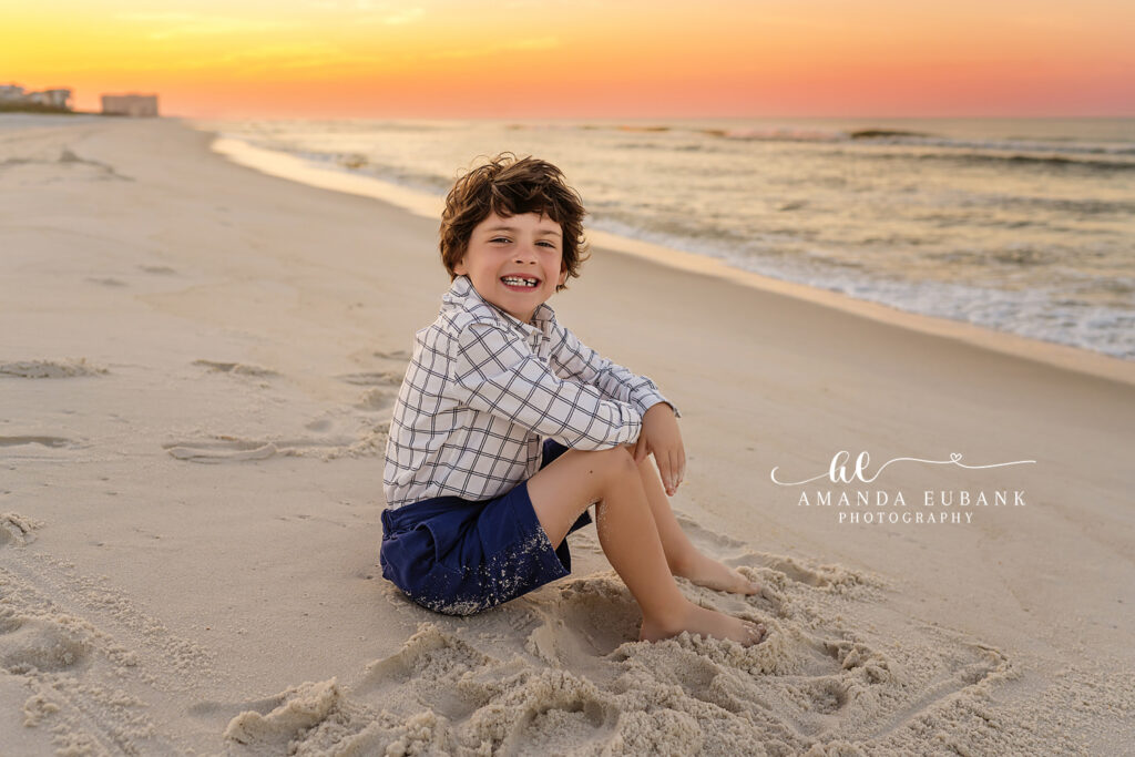 30A Family Beach Sunset Portrait — watching the colors fade at twilight vol1