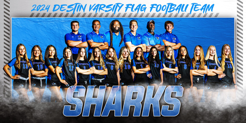 Destin High School Flag Football 2024 Smoke Portrait — game time portrait blue smoke poster vol1
