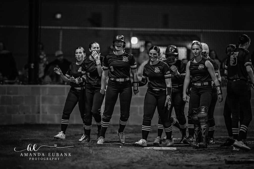 Destin Sharks Softball vs Liberty February 14 2025 — umpire view under stadium lights vol1