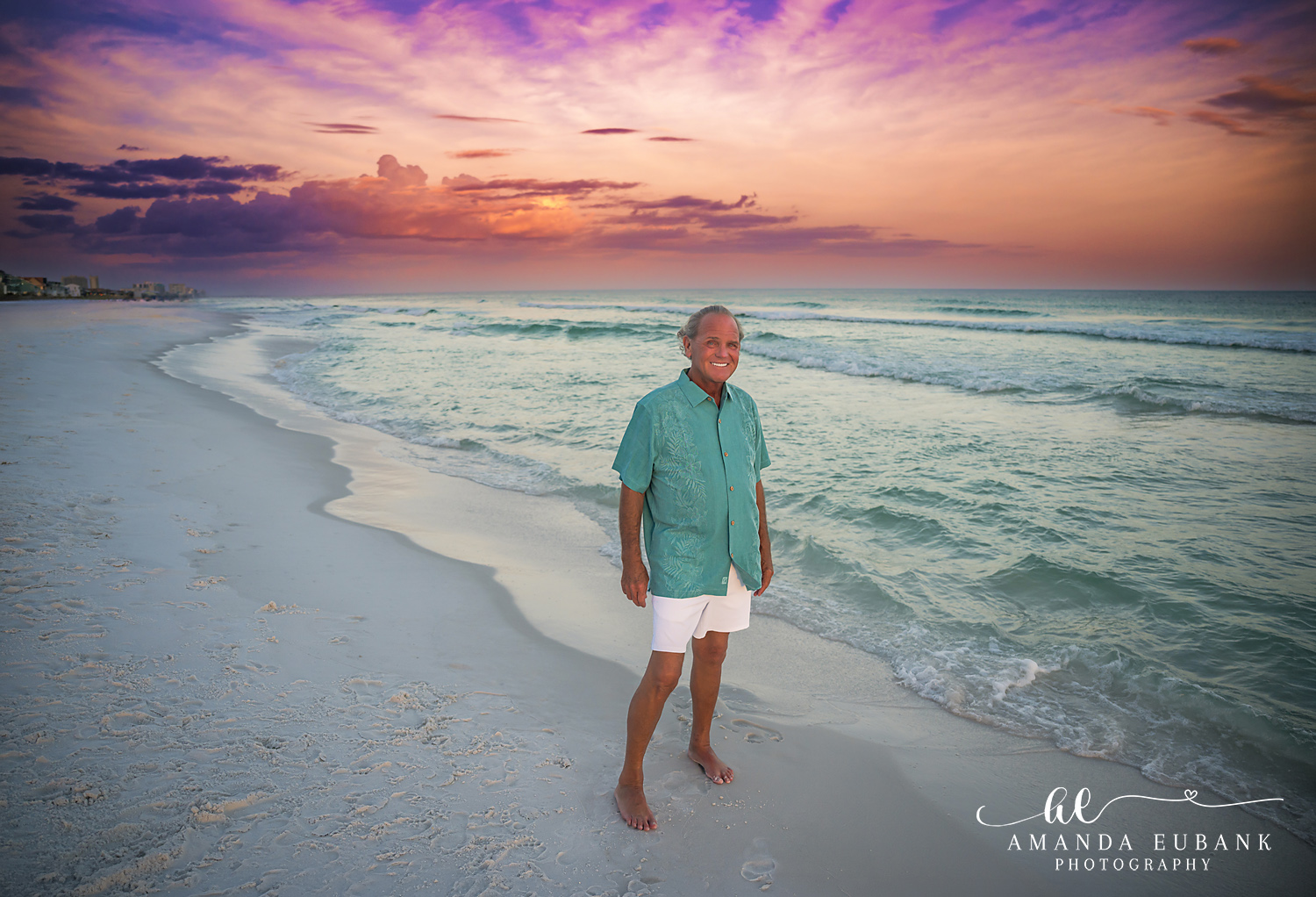 Destin Family Photographer – Standing Alone at Sunset Man standing alone on the beach at sunset in Destin, Florida