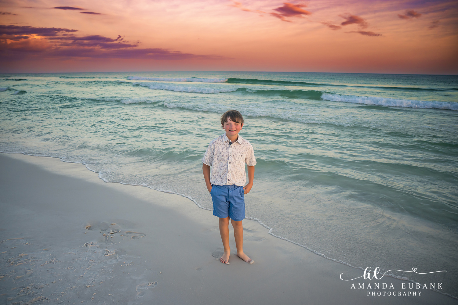 Destin Family Photographer – Son Standing on the Shore Young boy standing alone on the shoreline in Destin, Florida