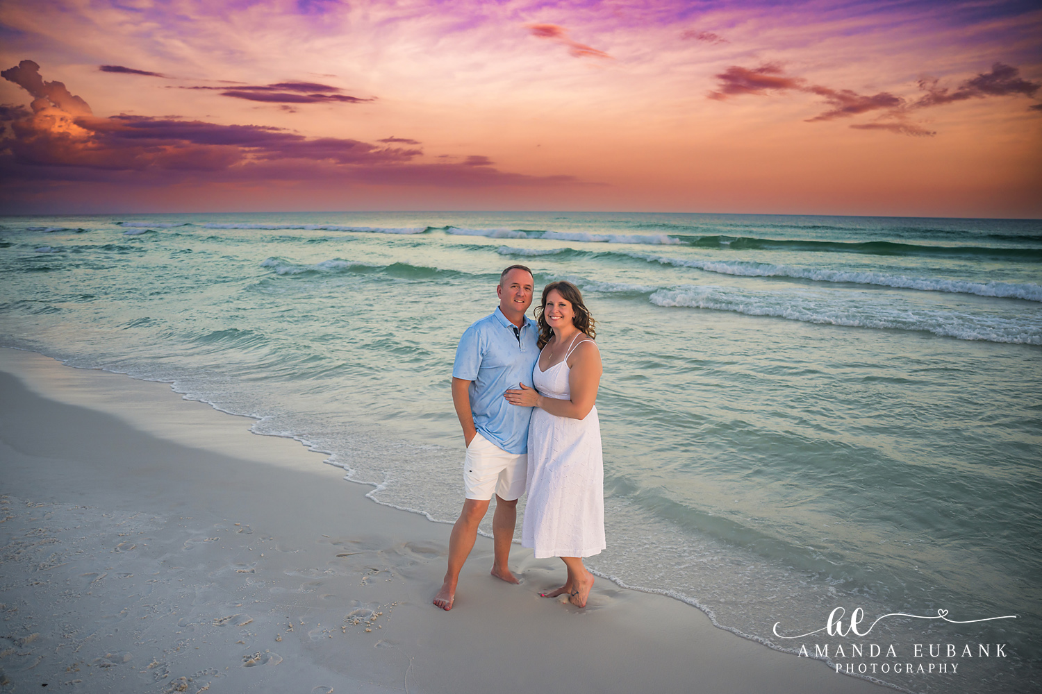 Destin Family Photographer – Walking Together at Sunset Couple walking together on the beach at sunset in Destin, Florida